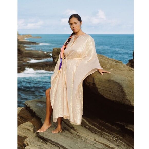 Free People Sundress Shilow Midi Dress in Ios Gold - Picture 2 of 9